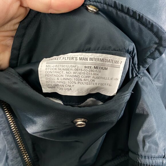 Vintage Flyer's Man Intermediate MA-1 Reversible Bomber Jacket Navy men's size M - Picture 5 of 6